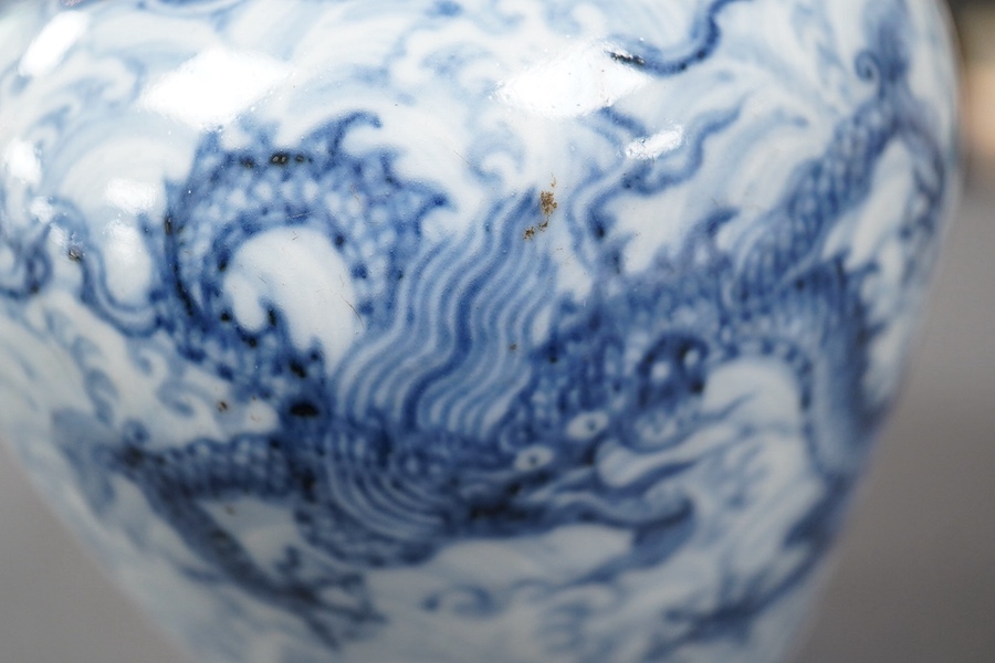 A Chinese blue and white 'dragon' vase, probably Qing dynasty